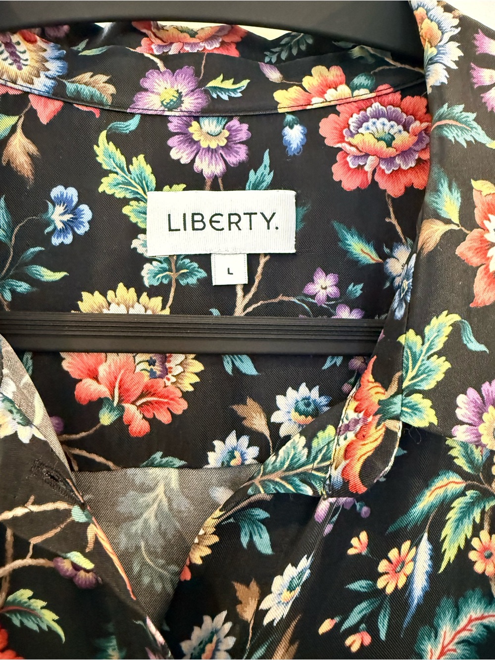 Liberty Black Floral Button-Down with Multicolor Blooms